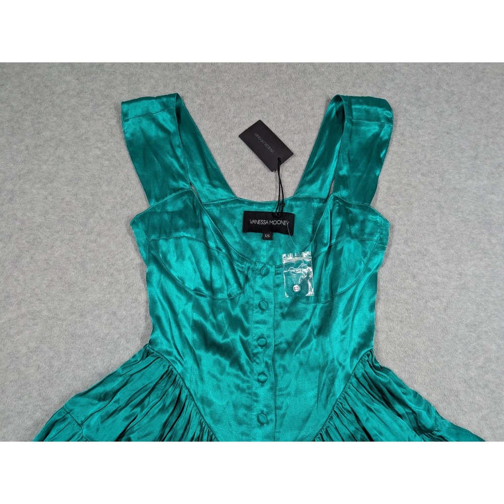 Vanessa Mooney Women Romper XS NWT Elisabeth Satin Mini Dress Victorian Fairy - Picture 4 of 15
